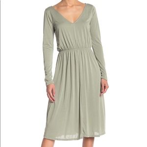 ABOUND V-Neck Long Sleeve Midi Dress - Olive Burnt